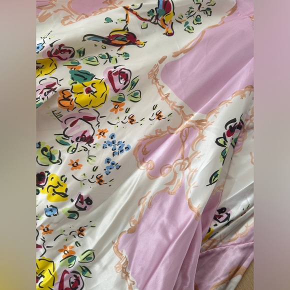 Tory Burch Pink Porcelain Satin Bias Cut Floral Printed Dress in size 6 - Picture 5 of 6